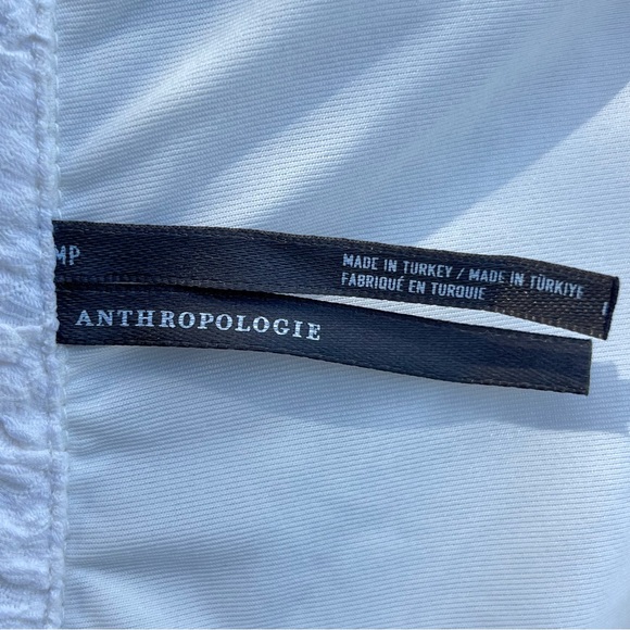 Anthropologie Women Collared Textured Midi Shirt Dress White SZ Small Short Slve - Picture 4 of 13